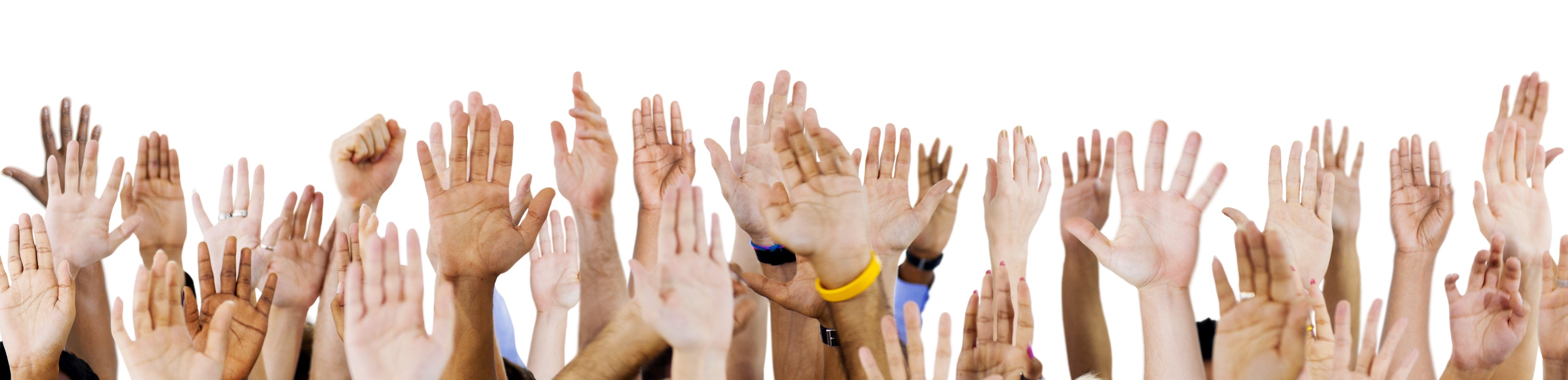 Hands raised to ask frequently asked questions of Get Me Cabinets.