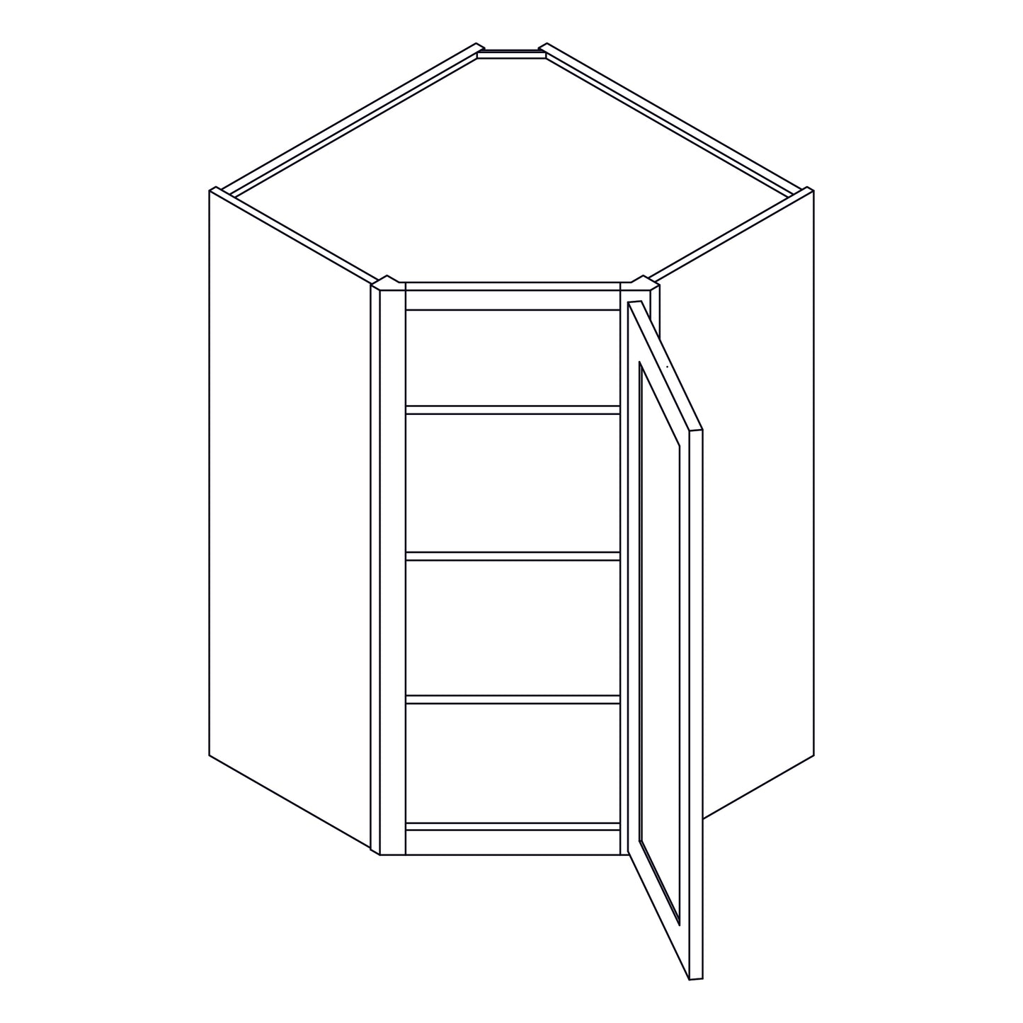 Wall Cabinet - Corner Wall Cabinet - 24x42 inch - CW2442