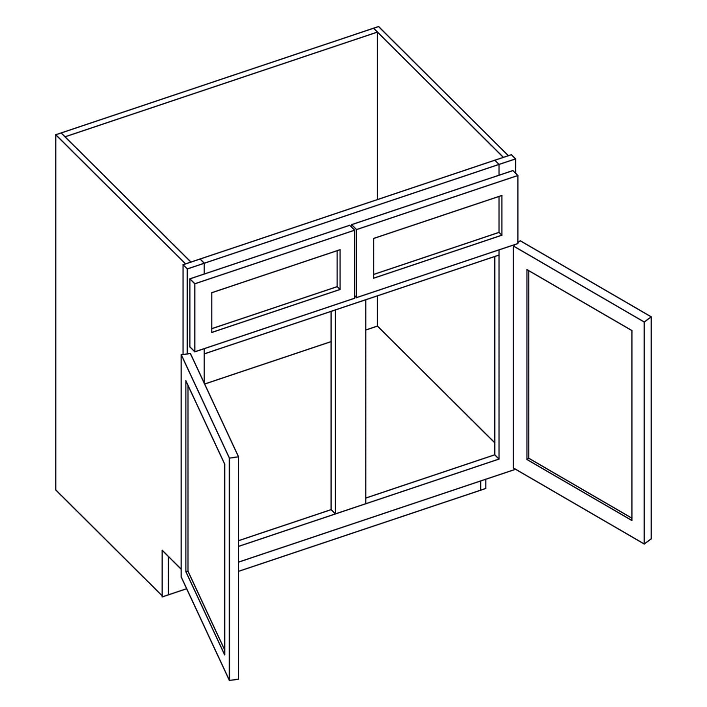 Base Cabinet - Sink Base with Center Stile - 42 inch - SB42