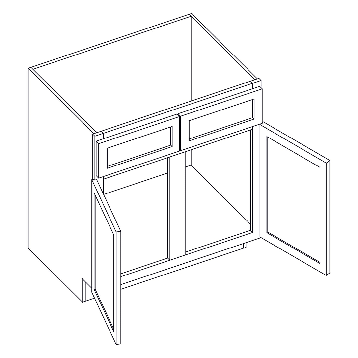 Base Cabinet - Sink Base with Center Stile - 42 inch - SB42 | SG