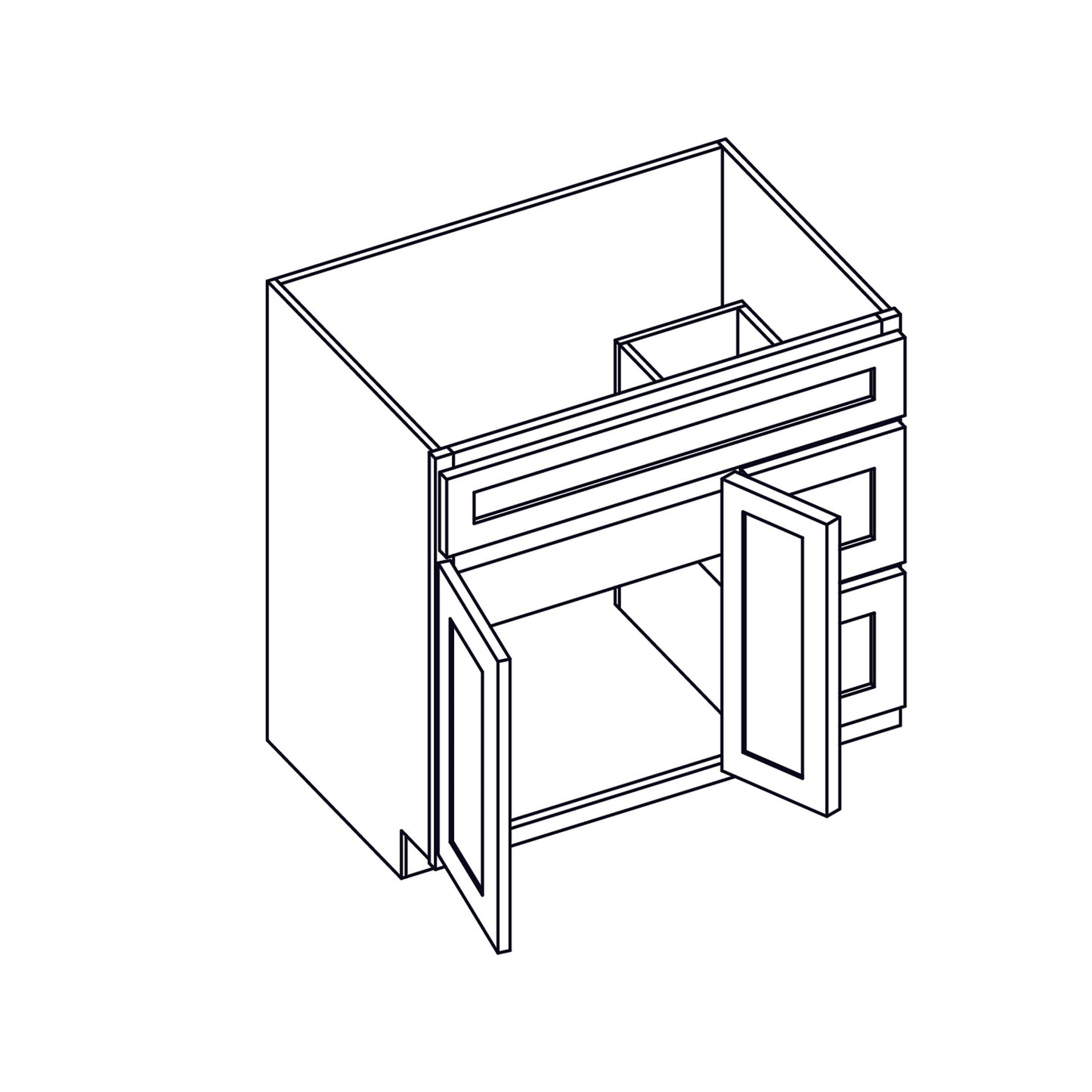 Vanity Combo Cabinet | Drawer Right | 36 inch - VSBDR36