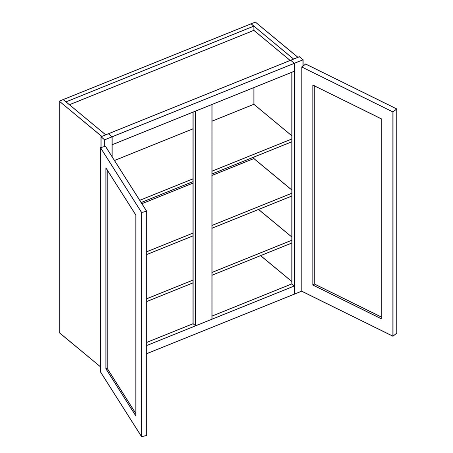 Wall Cabinet - Double Door with Center Stile - 42x42 inch - W4242