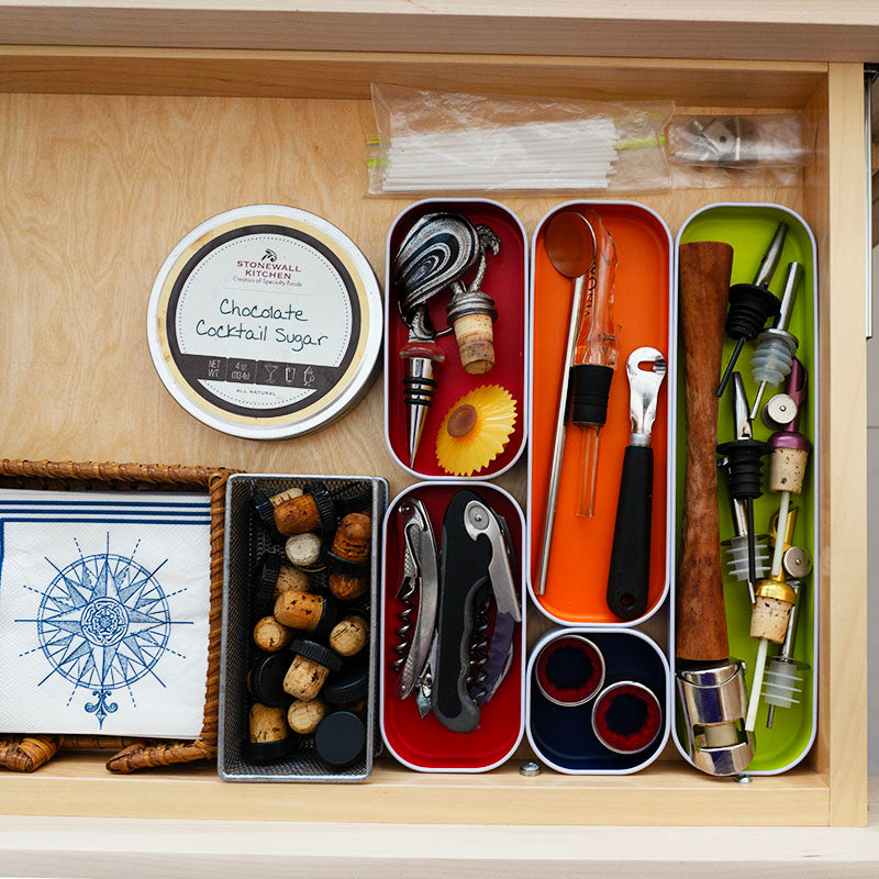 A drawer fully open to demonstrate fully functional drawers from Get Me Cabinets.