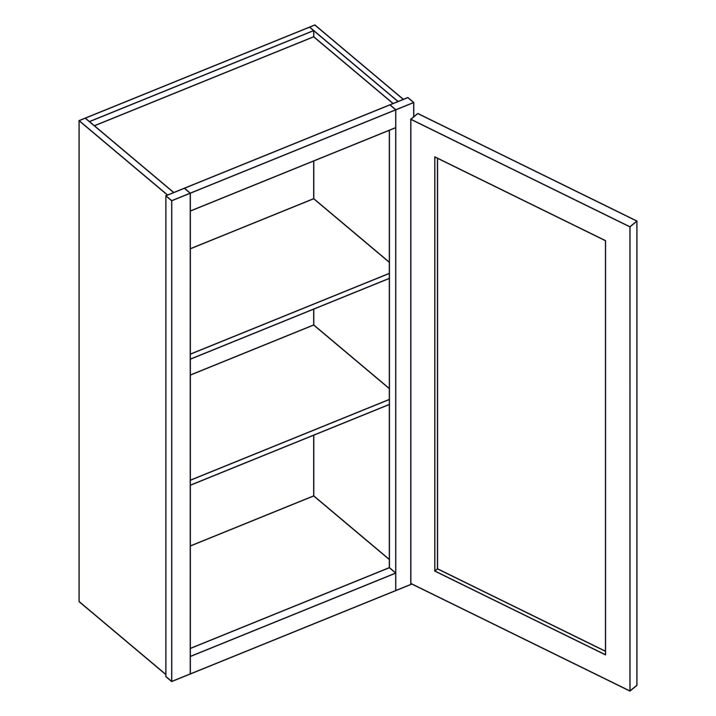 Wall Cabinet - Single Door - 18x36 inch - W1836