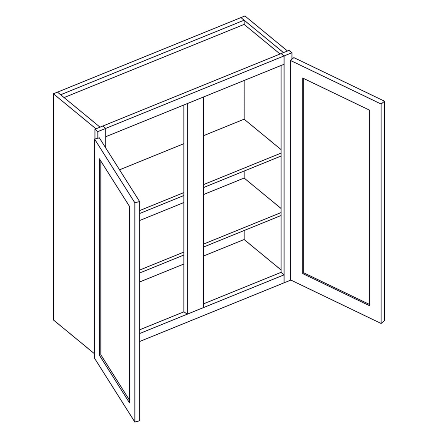 Wall Cabinet - Double Door with Center Stile - 42x30 inch - W4230